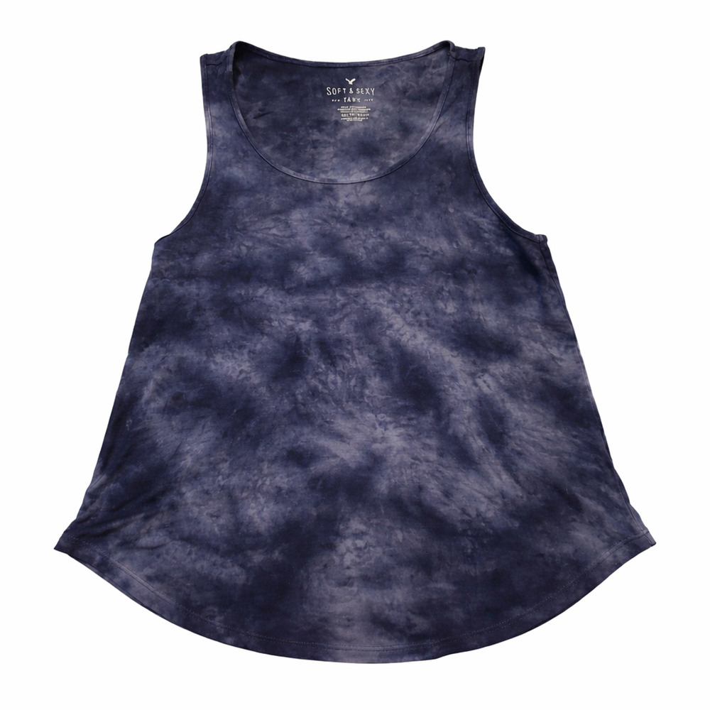 American Eagle Soft & Sexy Tank XS Navy Blue Tie Dye Sleeveless Top Summer